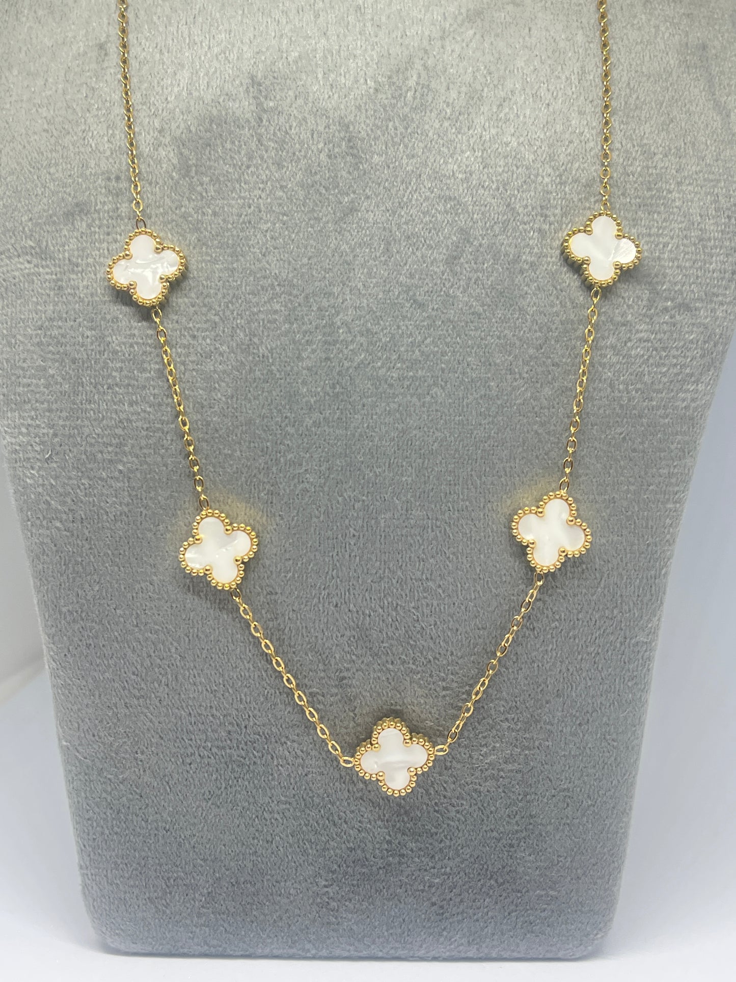 5 Clover Necklace - White