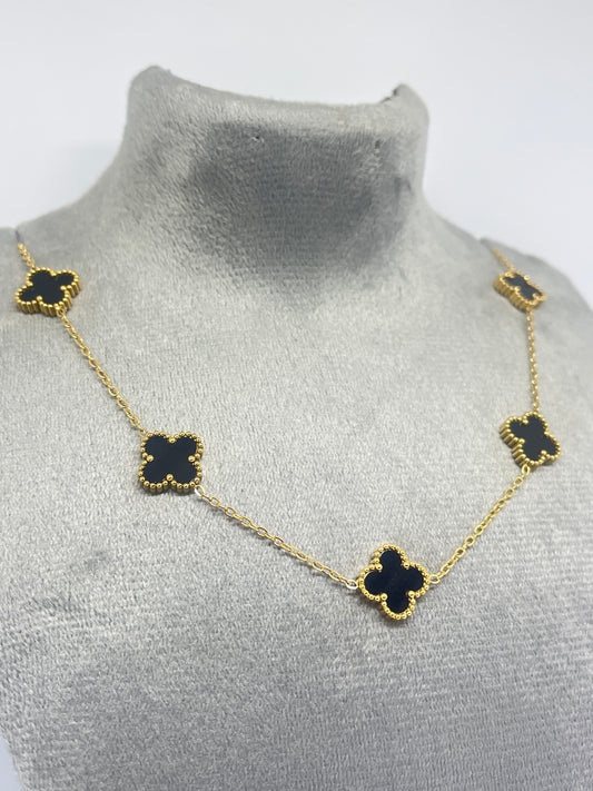 5 Clover Necklace - Black