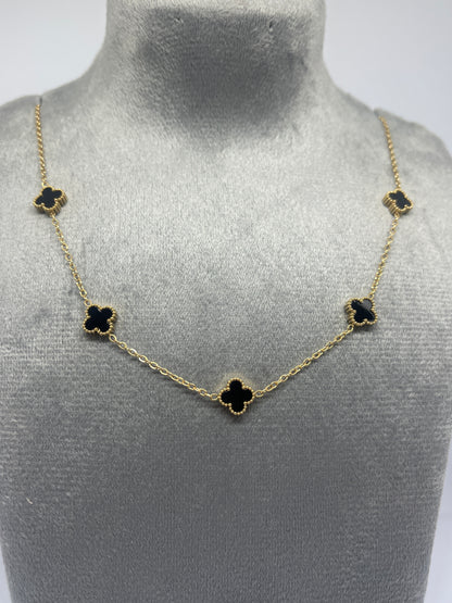 5 Mini Clover Necklace - Black