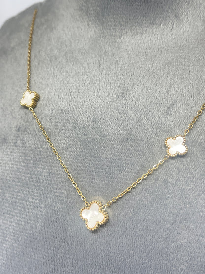 3 Mini Clover Necklace - White