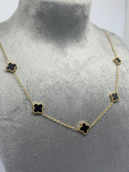 5 Mini Clover Necklace - Black